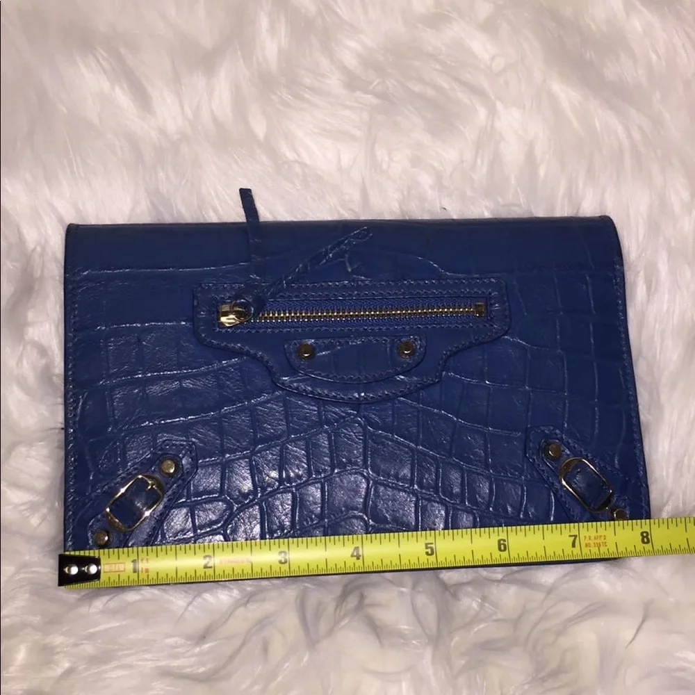 Balenciaga Blue Crocodile Embossed Leather Wallet on Chain Bag - Picture 11 of 11